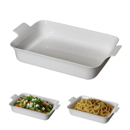 Imagem de Kit 3 Travessa Retangular GG C/ Alças Branca Le Chef Tigela Para Servir Vasilha Cozinha