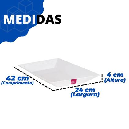 Imagem de Kit 3 Travessas Retangulares Bandeja Para Servir 42x24 Cor Branco