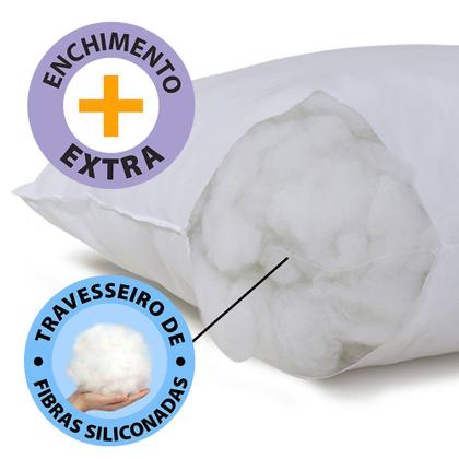 Imagem de Kit 3 Travesseiro Antialérgico Percal 180 Fios Ecoplumas Fibra Siliconada Macio Lavável 50x70x14cm BF Colchões