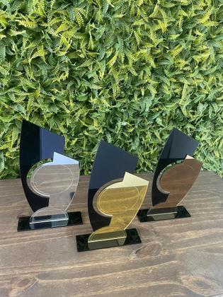 Imagem de Kit 3 Troféu Universal Dourado, Prata E Bronze 11x25