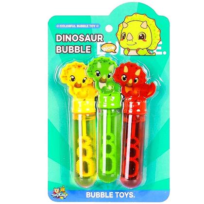 Imagem de Kit 3 Tubos de Fazer Bolinhas de Sabão Dinossauro Triceratops Colorido Infantil