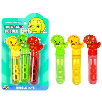 Imagem de Kit 3 Tubos de Fazer Bolinhas de Sabão Dinossauro Triceratops Colorido Infantil