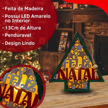 Imagem de Kit 3 Un Arvore de Natal 13cm enfeite de Mesa Envio 24h Presente Decoração escritorio penduravel com LED