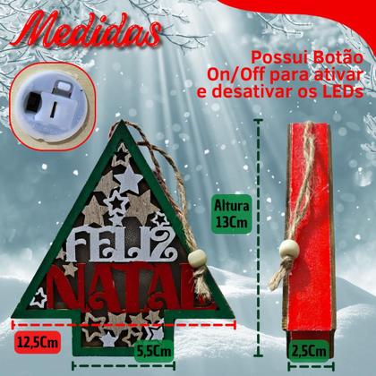 Imagem de Kit 3 Un Arvore de Natal 13cm enfeite de Mesa Envio 24h Presente Decoração escritorio penduravel com LED