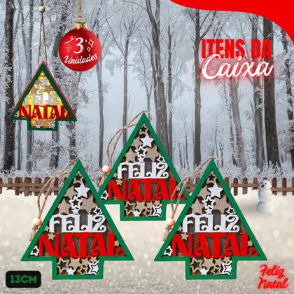 Imagem de Kit 3 Un Arvore de Natal 13cm enfeite de Mesa Envio 24h Presente Decoração escritorio penduravel com LED