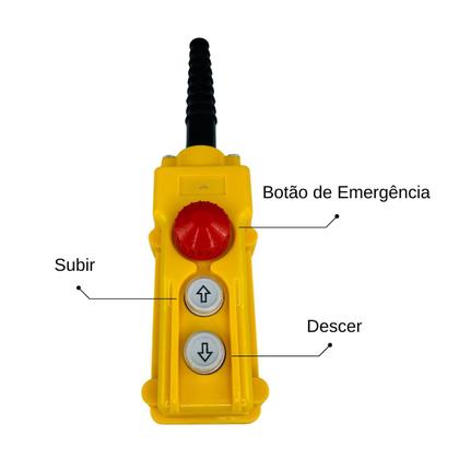 Imagem de Kit 3 un Botoeira Pendente Com Botão Subir/descer/emergência