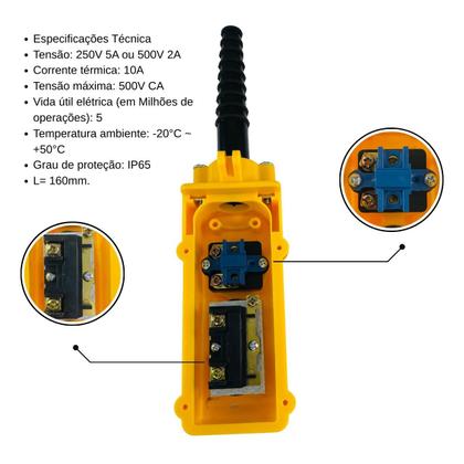 Imagem de Kit 3 un Botoeira Pendente Com Botão Subir/descer/emergência