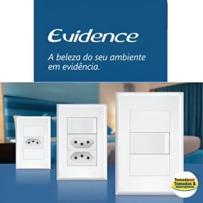 Imagem de Kit 3 un. Interruptor 2 teclas com placa 4x2 Fame Evidence Branca