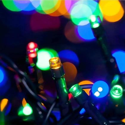 Imagem de Kit 3 Un Pisca Pisca 100 Leds Colorido 10 Mts Cada 8 Funções