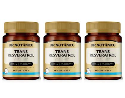 Imagem de Kit 3 Un - Trans Resveratrol 600Mg 60 Capsulas Dr. Botanico