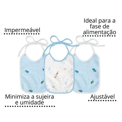 Imagem de Kit 3 und babador estampado impermeavel felpudo 100% algodao