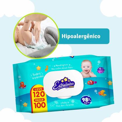 Imagem de Kit 3 und Toalha Umedecida Estrelinhas 120 Folhas