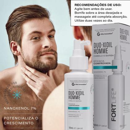 Imagem de Kit 3 Und Tônico Capilar Antiqueda DuoXidil Homme Crescimento Barba e Cabelo 100ml FortLife