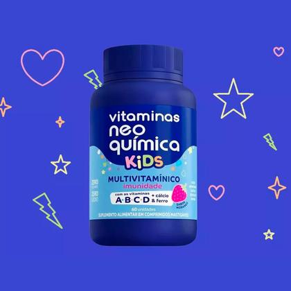 Imagem de Kit 3 und Vitaminas Neo Química Kids Morango Mastigável c/ 60cpr