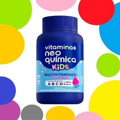 Imagem de Kit 3 und Vitaminas Neo Química Kids Morango Mastigável c/ 60cpr