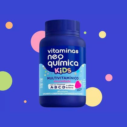 Imagem de Kit 3 und Vitaminas Neo Química Kids Morango Mastigável c/ 60cpr