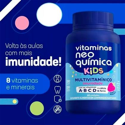 Imagem de Kit 3 und Vitaminas Neo Química Kids Morango Mastigável c/ 60cpr