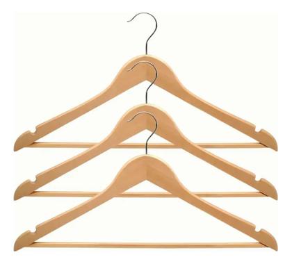 Imagem de Kit 3 Unidades Cabides De Madeira com Verniz