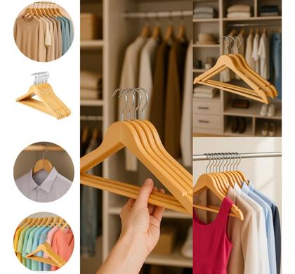 Imagem de Kit 3 Unidades Cabides De Madeira com Verniz