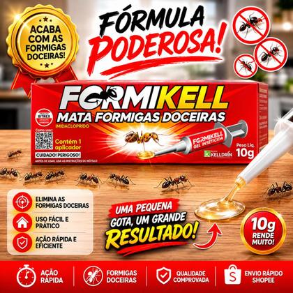Imagem de Kit 3 Unidades Formikell Gel Inseticida 10g - Combate Eficaz Formigas Doceiras