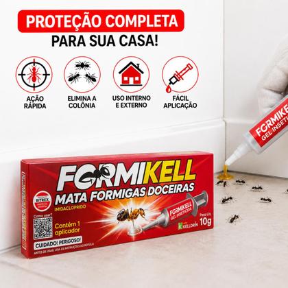 Imagem de Kit 3 Unidades Formikell Gel Inseticida 10g - Combate Eficaz Formigas Doceiras