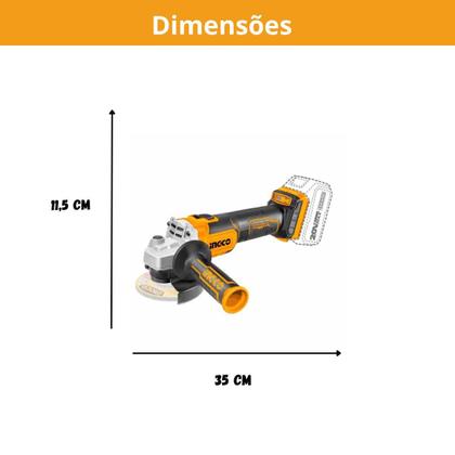 Imagem de Kit 3 unidades - ingco esmerilhadeira angular brushless 4.1/2" a bateria 20v (com 2 baterias)