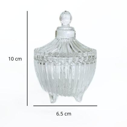 Imagem de Kit 3 Unidades Mini Potiches de Cristal com Pé Carrossel 6.5 x 10 cm Lembrancinha Bomboniere Mini Pote