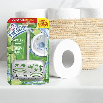 Imagem de Kit 3 Unidades Pastilha Bloco 30g Detergente COM SUPORTE Para Vaso Sanitário Odorizante Novo Frescor Kit:Sortidos