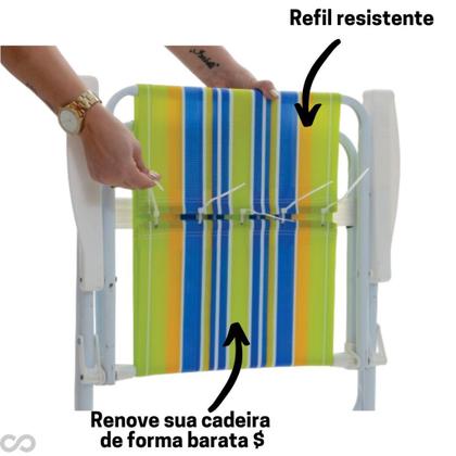 Imagem de Kit 3 Unidades Refil Capa Tela Para Cadeira de Praia Alta