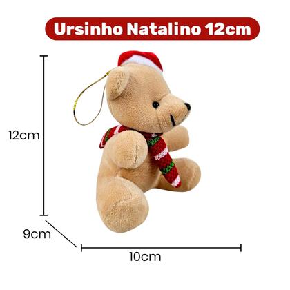 Imagem de Kit 3 Ursinho Natalino Enfeite Arvore de Natal Pelúcia 12cm