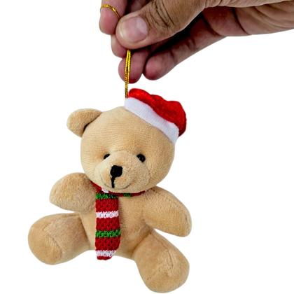 Imagem de Kit 3 Ursinho Natalino Enfeite Arvore de Natal Pelúcia 12cm