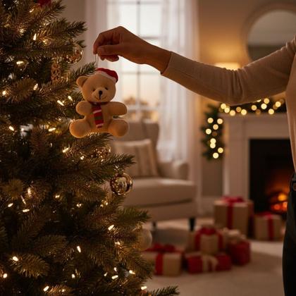 Imagem de Kit 3 Ursinho Natalino Enfeite Arvore de Natal Pelúcia 12cm