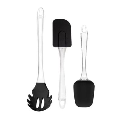 Imagem de Kit 3 Utensílios Acrílico e Silicone Pegador Espátula- Preto