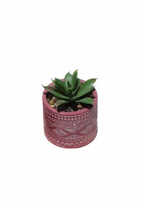 Imagem de Kit 3 Vaso em Cimento Suculenta Planta Artificial Cor Pink