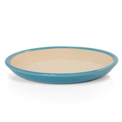 Imagem de Kit 3 Vasos Cachepots Plantas com Pratos e Tampas para o Fundo Porcelana Azul Pozzani