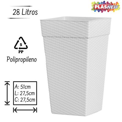 Imagem de Kit 3 Vasos Coluna Luxo Rattan Plástico 28l/17l/10l Jardim Plantas Flores Pracasa Plasnew