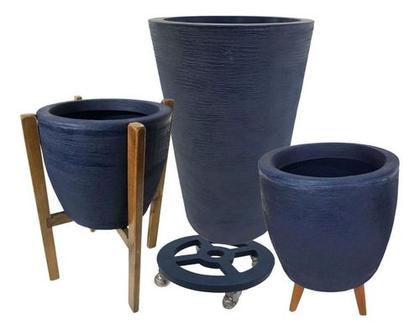 Imagem de Kit 3 Vasos Decorativos Para Flores E Plantas Com Suporte 