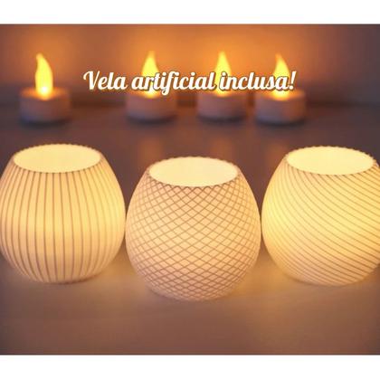 Imagem de Kit 3 Vasos Decorativos Porta-velas Artificiais Modernos Sotisticado