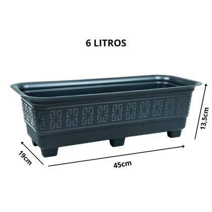 Imagem de Kit 3 Vasos Jardineira Floreira Grande Plástico Resistente 6L