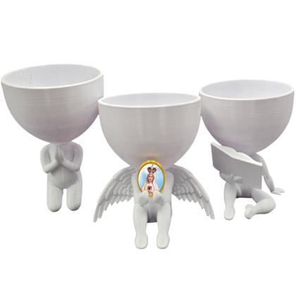 Imagem de Kit 3  Vasos Planta Nossa Senhora de Fatima Capelinha Oração