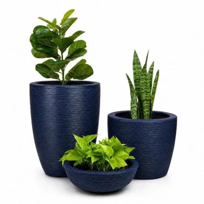 Imagem de Kit 3 Vasos Polietileno Para Plantas Decorativo Cone Bacia -