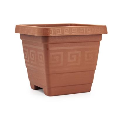 Imagem de Kit 3 Vasos Quadrado Grande Terracota Marrom 18 Litros Plástico Reforçado