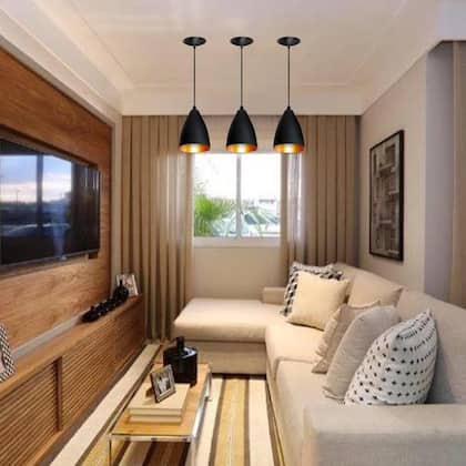 Imagem de  Kit 3 Vegas Pendentes Luminária Preto com Cobre Perfeito