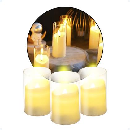 Imagem de Kit 3 Vela Eletrônica Decorativa Led Artificial Luz Amarela