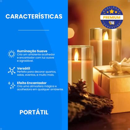 Imagem de Kit 3 Vela Eletrônica Decorativa Led Artificial Luz Amarela