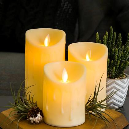 Imagem de Kit 3 Velas LED com Chama Móvel e Efeito Realista Decoração Elegante e Segura HM235