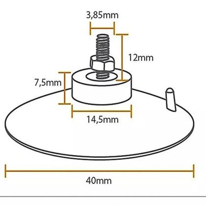 Imagem de Kit 3 Ventosas De 40Mm (4 Cm) Pvc C/Parafuso,Porca E Selante