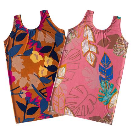 Imagem de Kit 3 Vestido Camisão Feminino Malha Midi Regata Manga Curta Plus Adulto Para Senhora