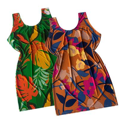 Imagem de Kit 3 Vestido Camisão Feminino Malha Midi Regata Manga Curta Plus Adulto Para Senhora