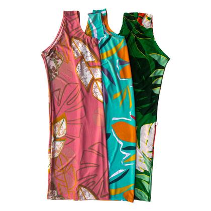 Imagem de Kit 3 Vestido Camisão Feminino Malha Midi Regata Manga Curta Plus Adulto Para Senhora